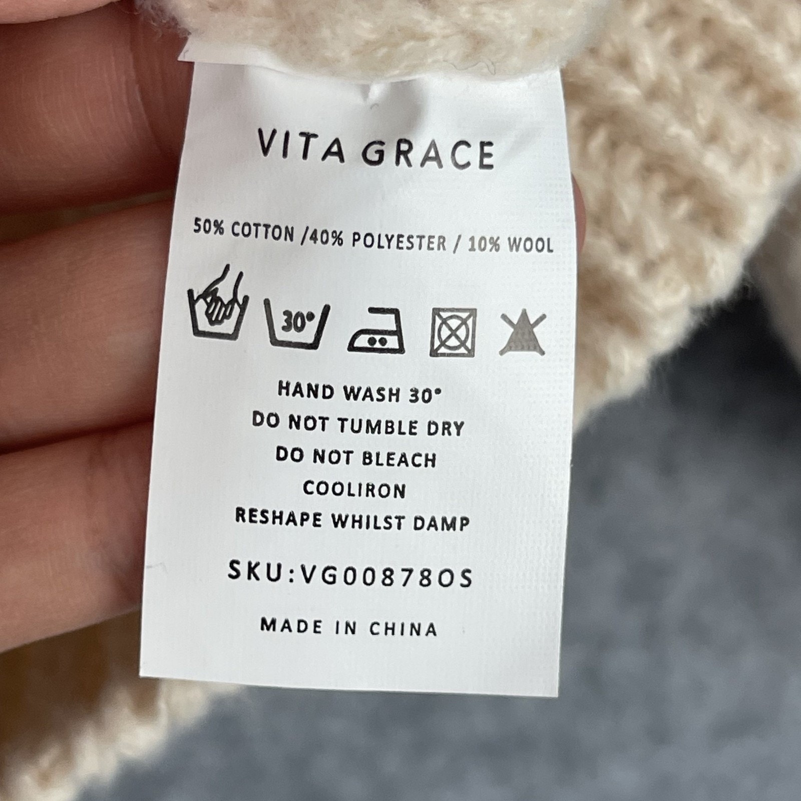 Vita Grace Lucia Cardigan Sweater Womens One Size Beige Swiss Chunky Knit Nwt — image 6 of 8